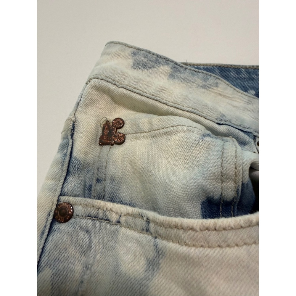 Grindhouse Denim Mens Acid Wash Distressed Jean Shorts Blue White Size 40 - Picture 3 of 7